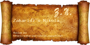 Zakariás Nikola névjegykártya
